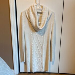Express Cream Cable Knit Cowl Neck Sweater